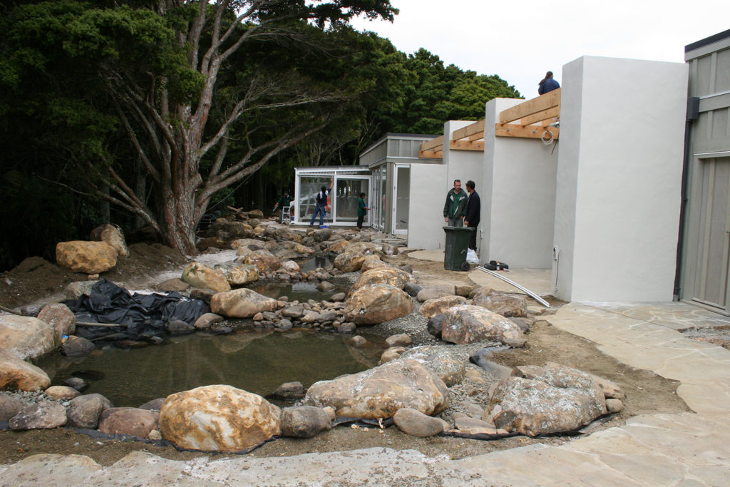 Early stages of landscaping at the spa