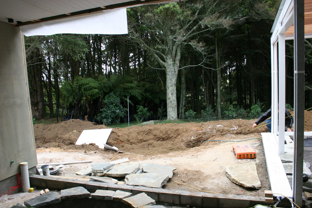 Early stages of landscaping at the spa
