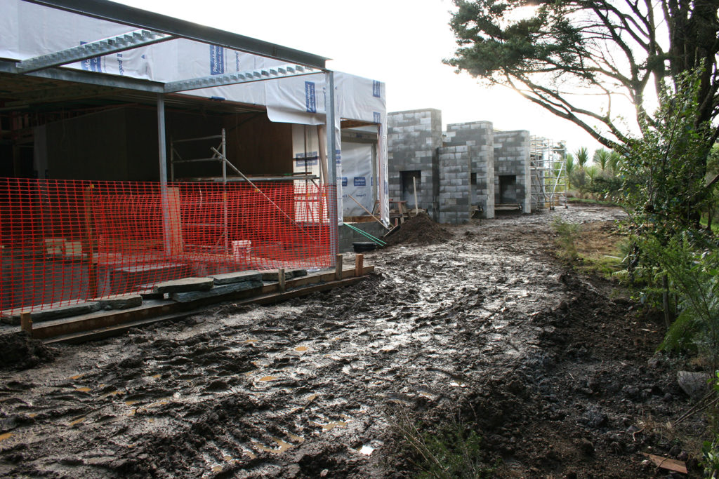 Early stages of landscaping at the spa