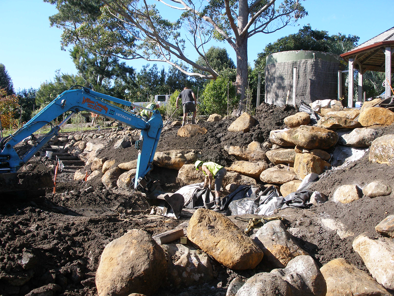 laying out rocks and pathways